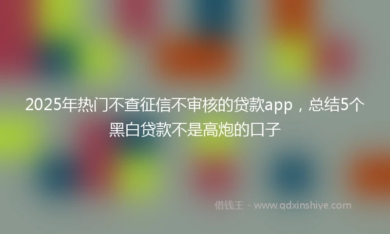 2025年热门不查征信不审核的贷款app，总结5个黑白贷款不是高炮的口子