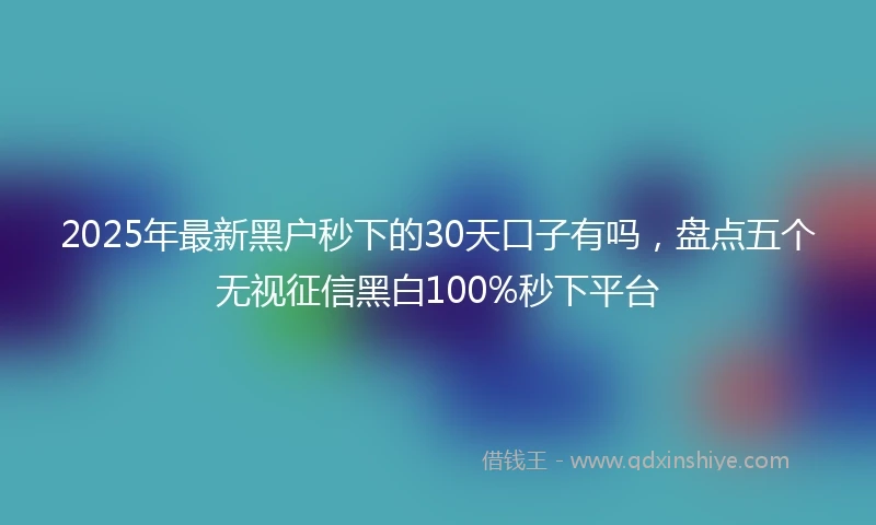 2025年最新黑户秒下的30天口子有吗，盘点五个无视征信黑白100%秒下平台