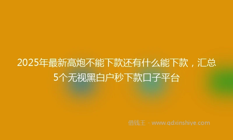 2025年最新高炮不能下款还有什么能下款，汇总5个无视黑白户秒下款口子平台
