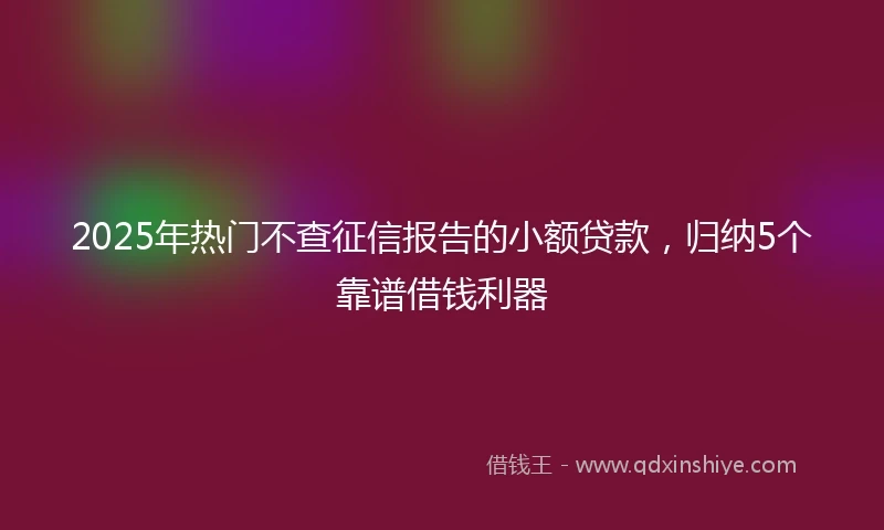 2025年热门不查征信报告的小额贷款,归纳5个靠谱借钱利器