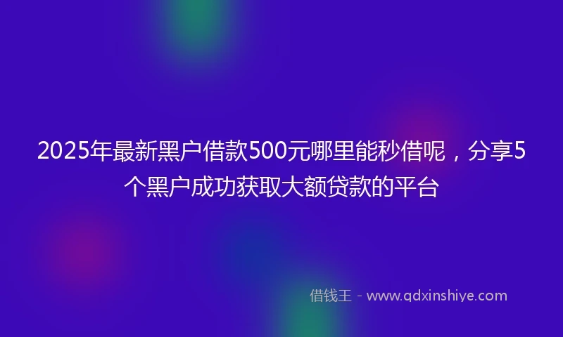2025年最新黑户借款500元哪里能秒借呢，分享5个黑户成功获取大额贷款的平台