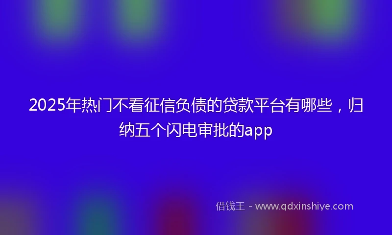 2025年热门不看征信负债的贷款平台有哪些,归纳五个闪电审批的app