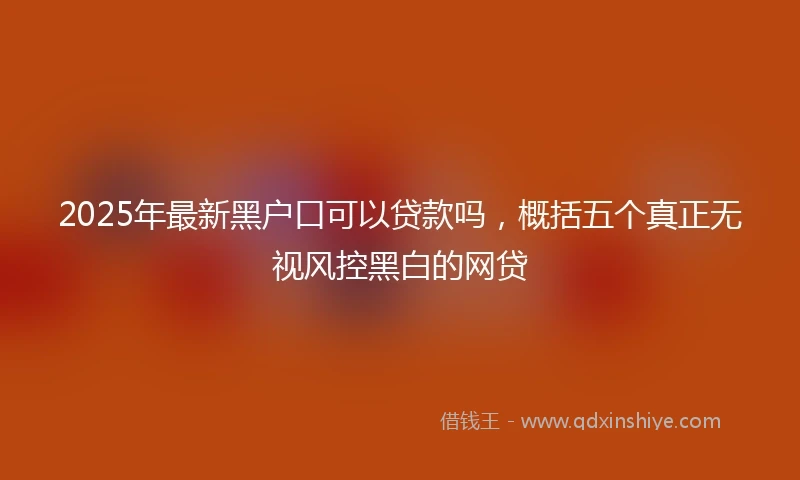 2025年最新黑户口可以贷款吗，概括五个真正无视风控黑白的网贷