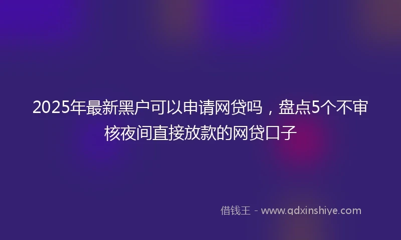 2025年最新黑户可以申请网贷吗,盘点5个不审核夜间直接放款的网贷口子