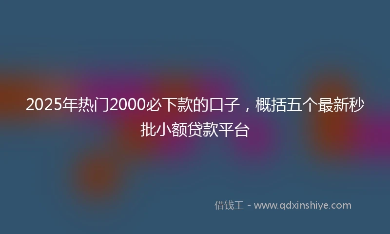 2025年热门2000必下款的口子，概括五个最新秒批小额贷款平台