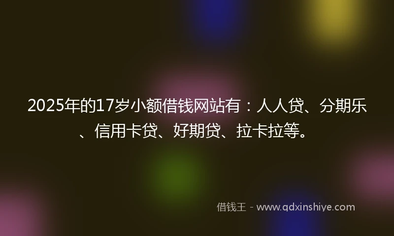 2025年的17岁小额借钱网站有：人人贷、分期乐、信用卡贷、好期贷、拉卡拉等。