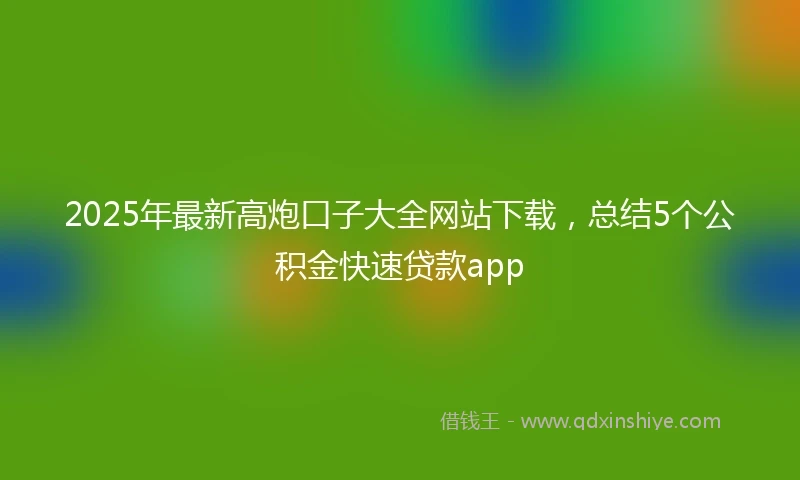2025年最新高炮口子大全网站下载，总结5个公积金快速贷款app