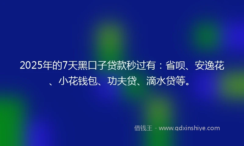 2025年的7天黑口子贷款秒过有：省呗、安逸花、小花钱包、功夫贷、滴水贷等。