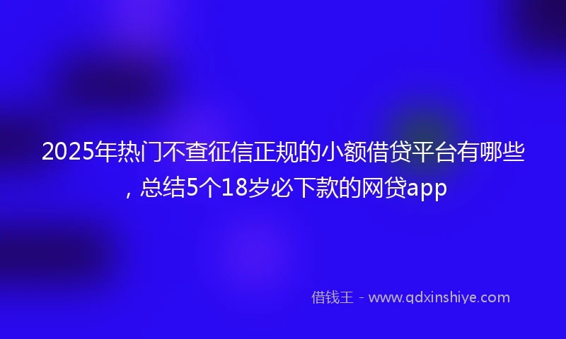2025年热门不查征信正规的小额借贷平台有哪些，总结5个18岁必下款的网贷app