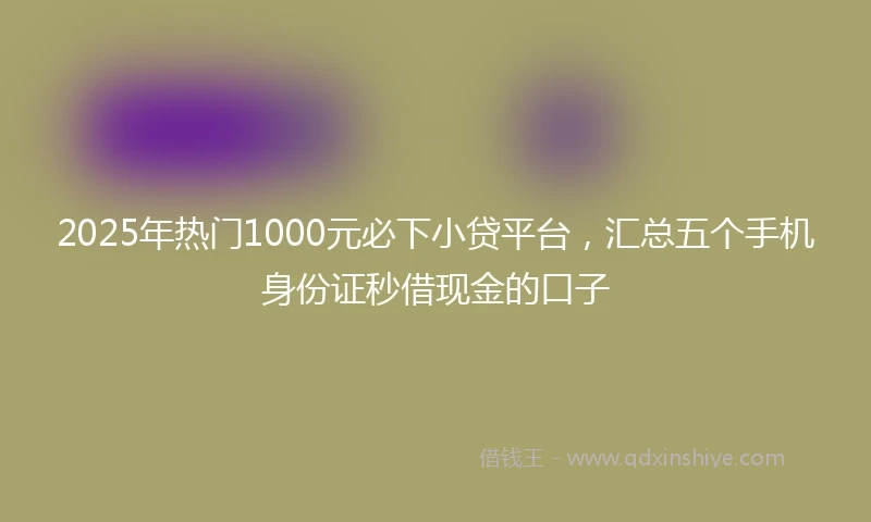 2025年热门1000元必下小贷平台，汇总五个手机身份证秒借现金的口子
