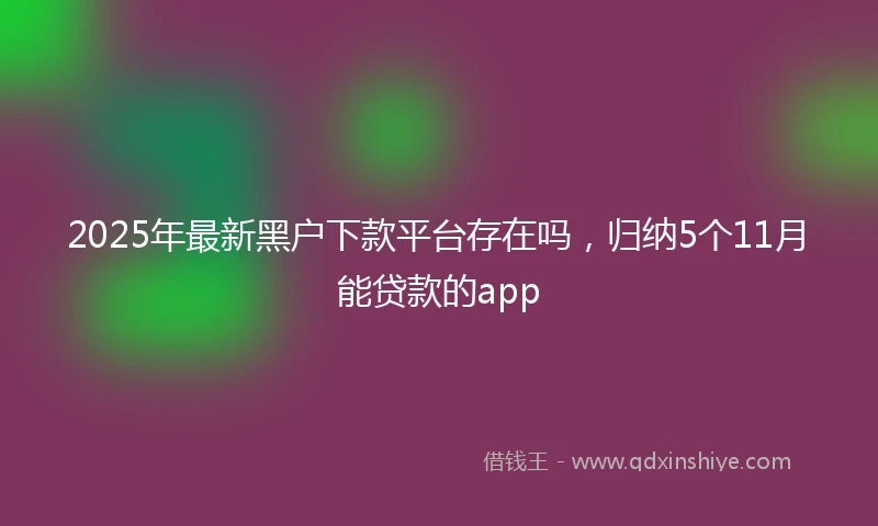 2025年最新黑户下款平台存在吗,归纳5个11月能贷款的app