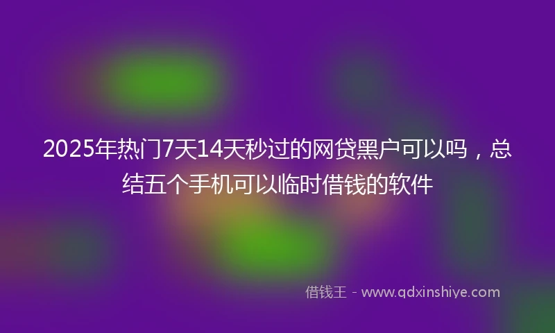 2025年热门7天14天秒过的网贷黑户可以吗，总结五个手机可以临时借钱的软件
