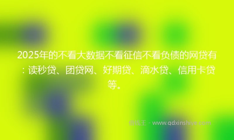 2025年的不看大数据不看征信不看负债的网贷有：读秒贷、团贷网、好期贷、滴水贷、信用卡贷等。