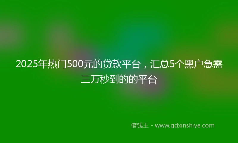 2025年热门500元的贷款平台，汇总5个黑户急需三万秒到的的平台