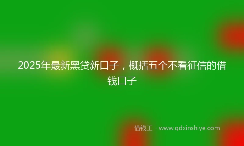 2025年最新黑贷新口子，概括五个不看征信的借钱口子