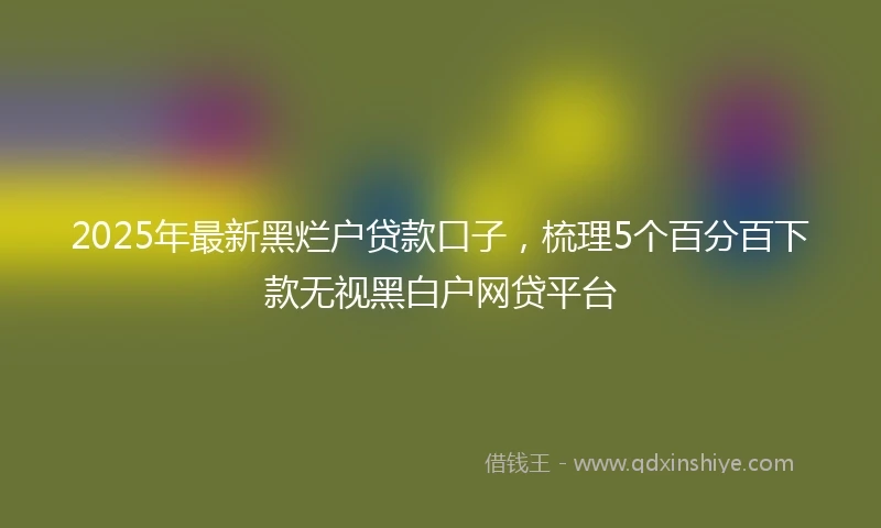 2025年最新黑烂户贷款口子，梳理5个百分百下款无视黑白户网贷平台