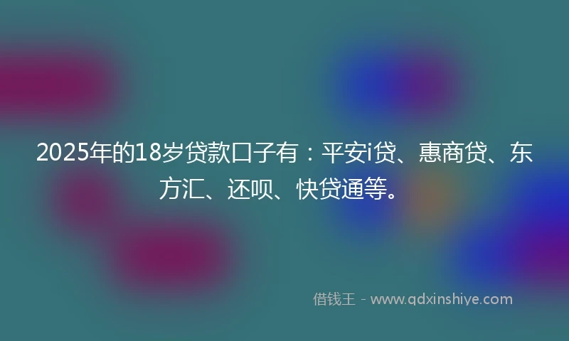 2025年的18岁贷款口子有：平安i贷、惠商贷、东方汇、还呗、快贷通等。