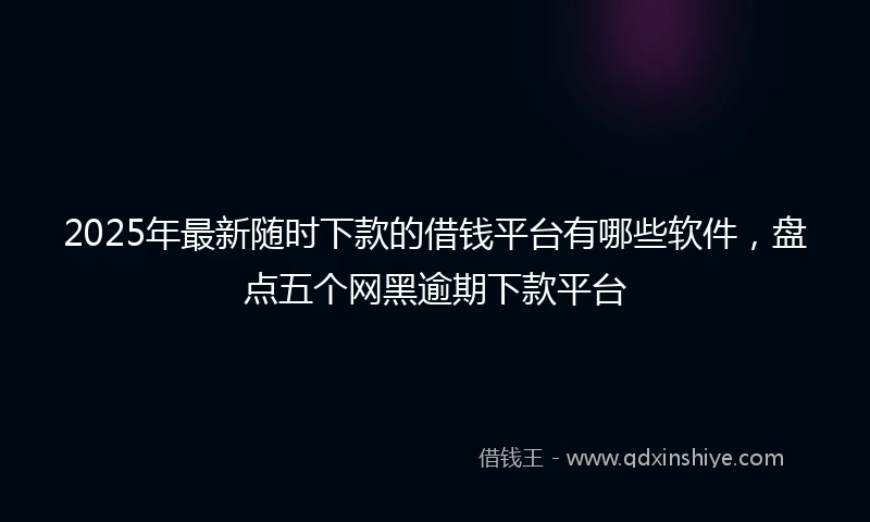 2025年最新随时下款的借钱平台有哪些软件，盘点五个网黑逾期下款平台