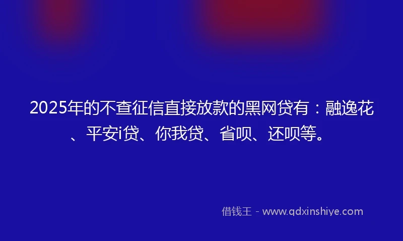 2025年的不查征信直接放款的黑网贷有：融逸花、平安i贷、你我贷、省呗、还呗等。