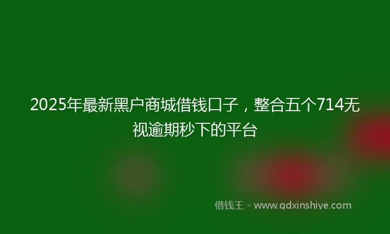 2025年最新黑户商城借钱口子,整合五个714无视逾期秒下的平台