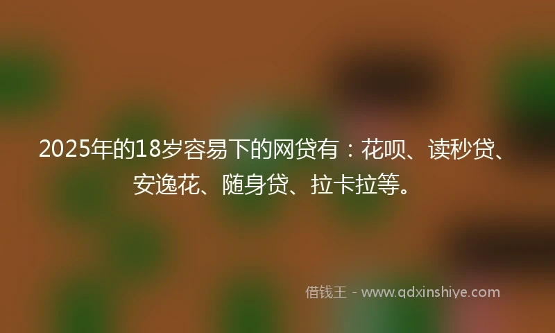 2025年的18岁容易下的网贷有:花呗、读秒贷、安逸花、随身贷、拉卡拉等。