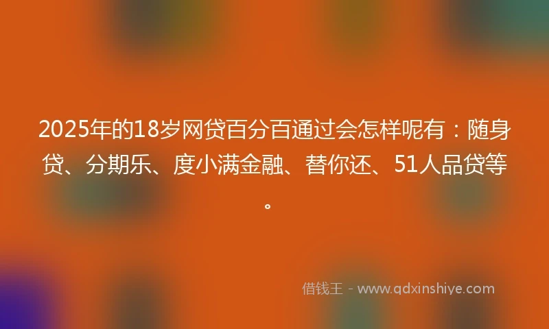 2025年的18岁网贷百分百通过会怎样呢有：随身贷、分期乐、度小满金融、替你还、51人品贷等。