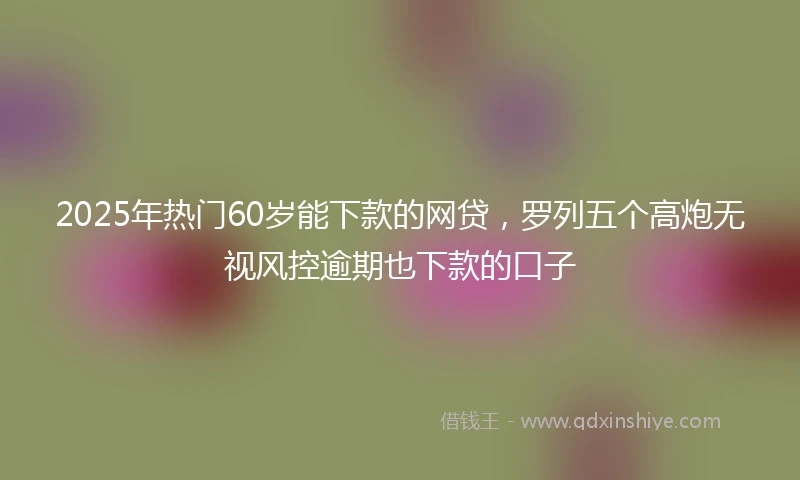 2025年热门60岁能下款的网贷，罗列五个高炮无视风控逾期也下款的口子