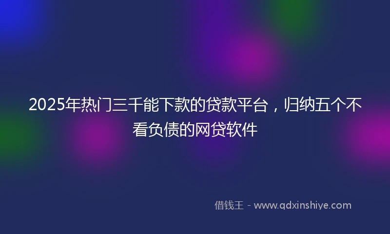 2025年热门三千能下款的贷款平台,归纳五个不看负债的网贷软件