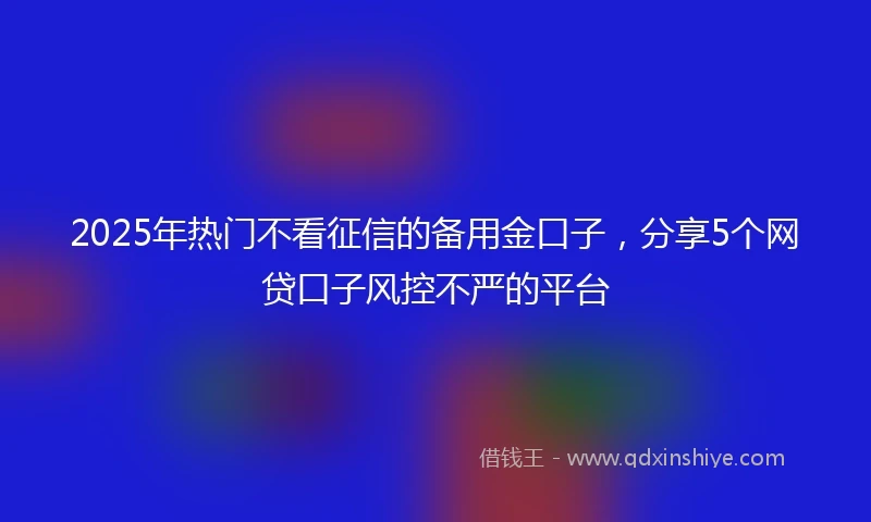 2025年热门不看征信的备用金口子，分享5个网贷口子风控不严的平台