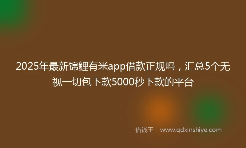 2025年最新锦鲤有米app借款正规吗，汇总5个无视一切包下款5000秒下款的平台
