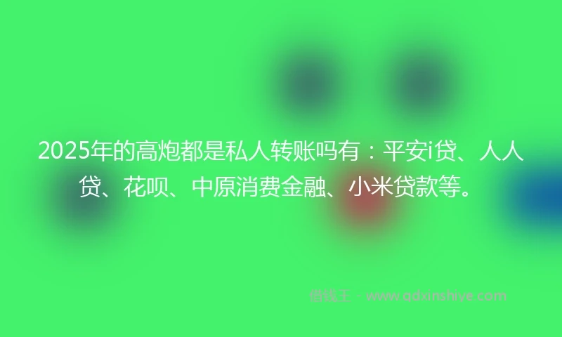 2025年的高炮都是私人转账吗有：平安i贷、人人贷、花呗、中原消费金融、小米贷款等。
