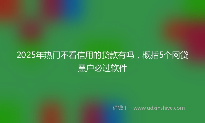 2025年热门不看信用的贷款有吗，概括5个网贷黑户必过软件