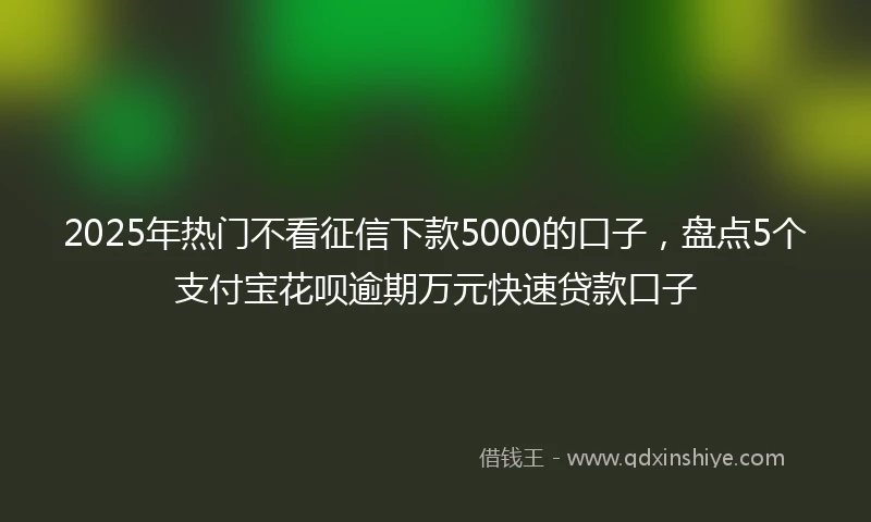 2025年热门不看征信下款5000的口子，盘点5个支付宝花呗逾期万元快速贷款口子
