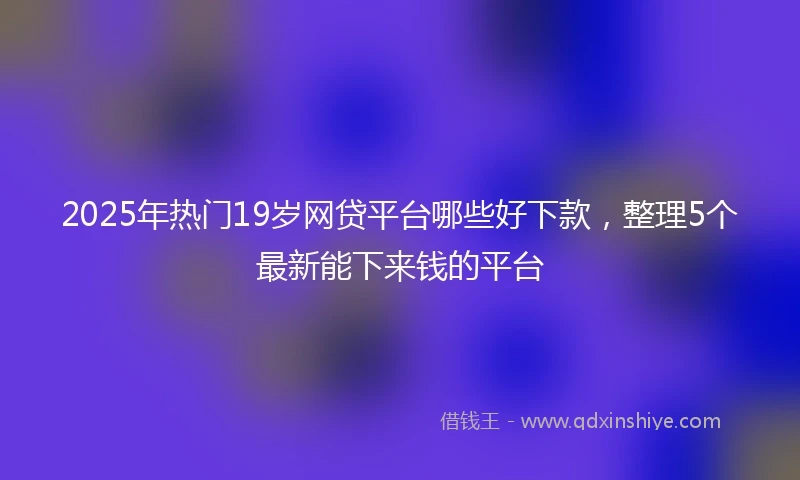 2025年热门19岁网贷平台哪些好下款，整理5个最新能下来钱的平台