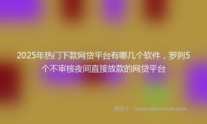 2025年热门下款网贷平台有哪几个软件,罗列5个不审核夜间直接放款的网贷平台