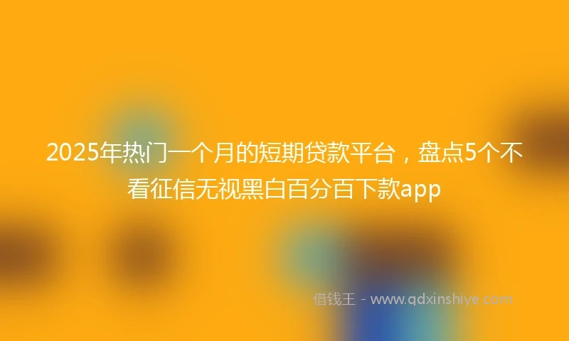 2025年热门一个月的短期贷款平台,盘点5个不看征信无视黑白百分百下款app