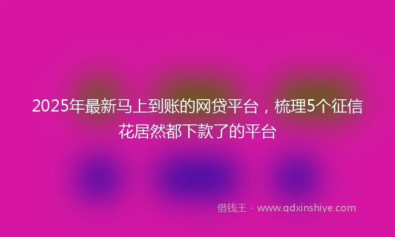 2025年最新马上到账的网贷平台，梳理5个征信花居然都下款了的平台