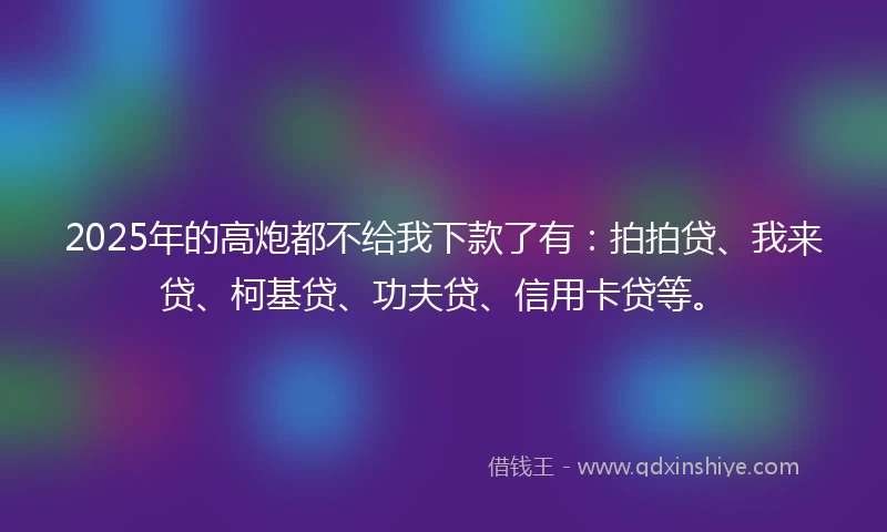 2025年的高炮都不给我下款了有：拍拍贷、我来贷、柯基贷、功夫贷、信用卡贷等。