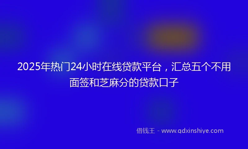 2025年热门24小时在线贷款平台,汇总五个不用面签和芝麻分的贷款口子