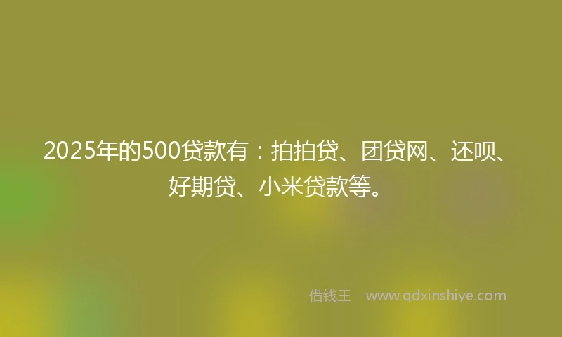 2025年的500贷款有:拍拍贷、团贷网、还呗、好期贷、小米贷款等。