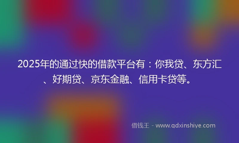 2025年的通过快的借款平台有：你我贷、东方汇、好期贷、京东金融、信用卡贷等。