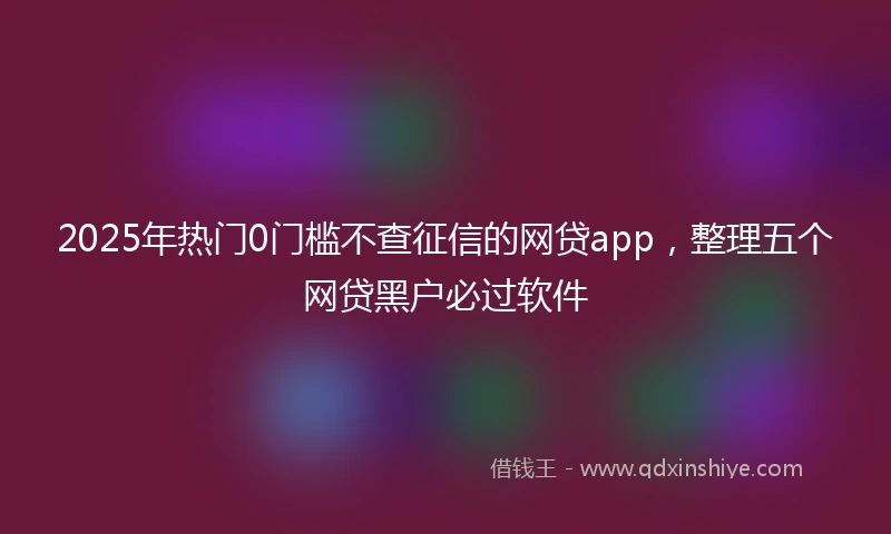 2025年热门0门槛不查征信的网贷app，整理五个网贷黑户必过软件