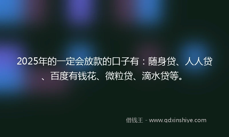 2025年的一定会放款的口子有：随身贷、人人贷、百度有钱花、微粒贷、滴水贷等。