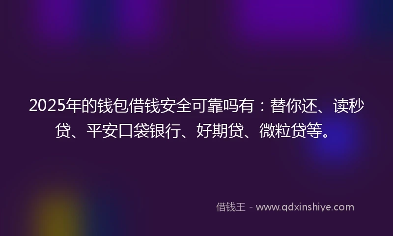 2025年的钱包借钱安全可靠吗有：替你还、读秒贷、平安口袋银行、好期贷、微粒贷等。