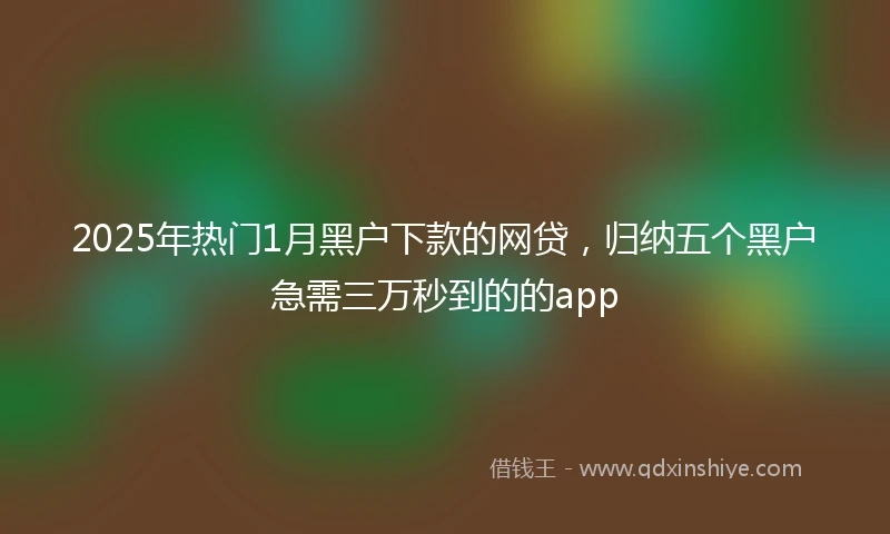 2025年热门1月黑户下款的网贷,归纳五个黑户急需三万秒到的的app