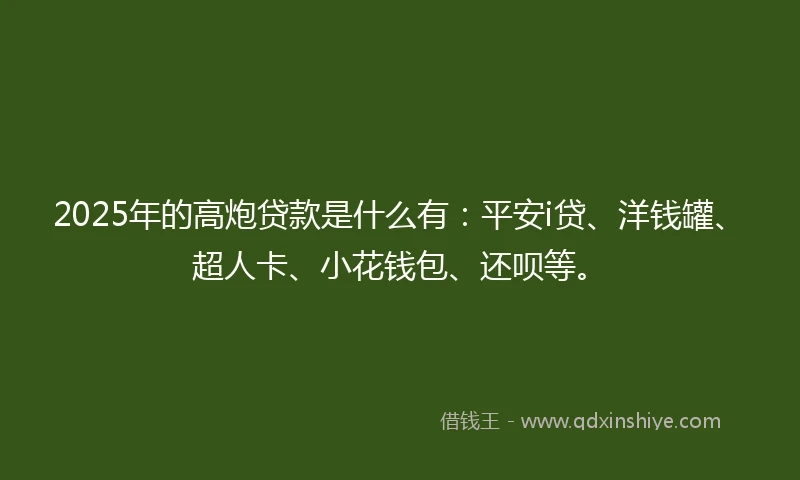 2025年的高炮贷款是什么有：平安i贷、洋钱罐、超人卡、小花钱包、还呗等。