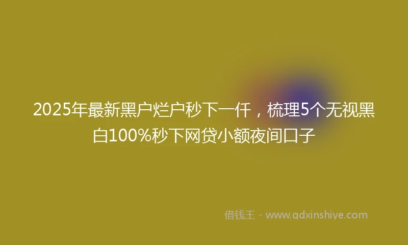 2025年最新黑户烂户秒下一仟,梳理5个无视黑白100%秒下网贷小额夜间口子