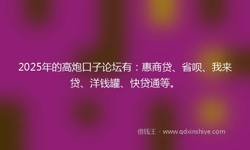 2025年的高炮口子论坛有：惠商贷、省呗、我来贷、洋钱罐、快贷通等。