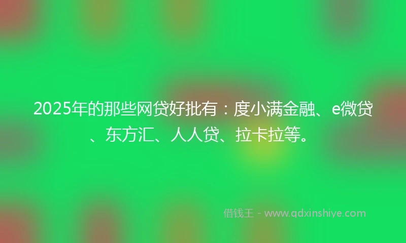 2025年的那些网贷好批有：度小满金融、e微贷、东方汇、人人贷、拉卡拉等。