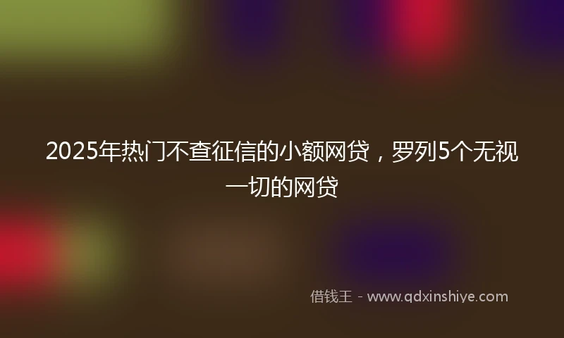 2025年热门不查征信的小额网贷,罗列5个无视一切的网贷